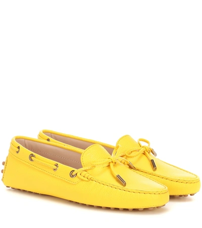 Shop Tod's Gommino Leather Loafers In Yellow