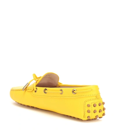 Shop Tod's Gommino Leather Loafers In Yellow