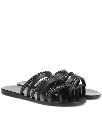 Shop Ancient Greek Sandals Niki Chains Leather Sandals In Black