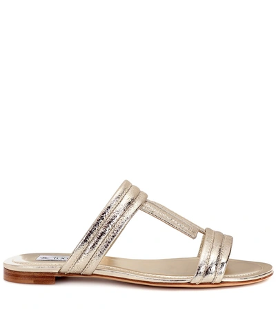 Shop Tod's Metallic Leather Sandals