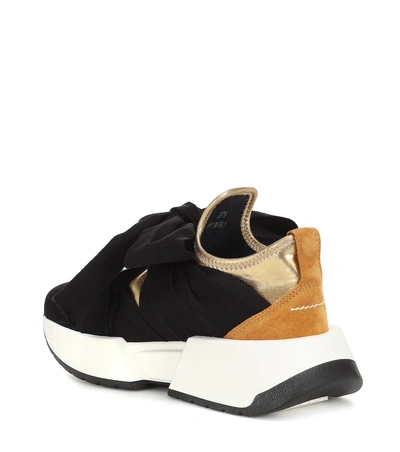 Shop Mm6 Maison Margiela Canvas And Suede Sneakers In Black
