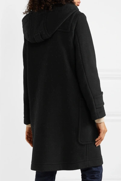 Shop Burberry Hooded Wool-blend Duffle Coat In Black