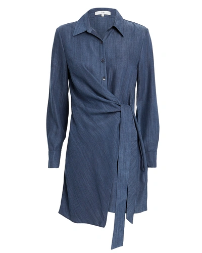 Shop Tibi Tie Waist Tunic Dress  Blue 4
