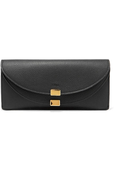 Shop Chloé Georgia Textured-leather Wallet In Black