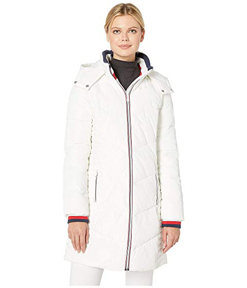 tommy hilfiger chevron quilted puffer coat