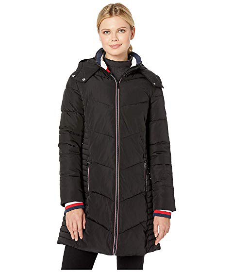 tommy hilfiger long quilted down coat