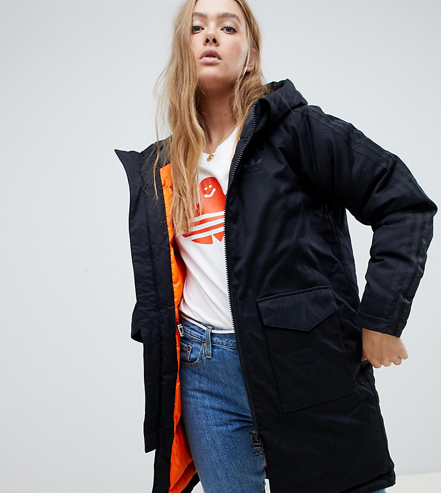 adidas originals down filled parka coat in black