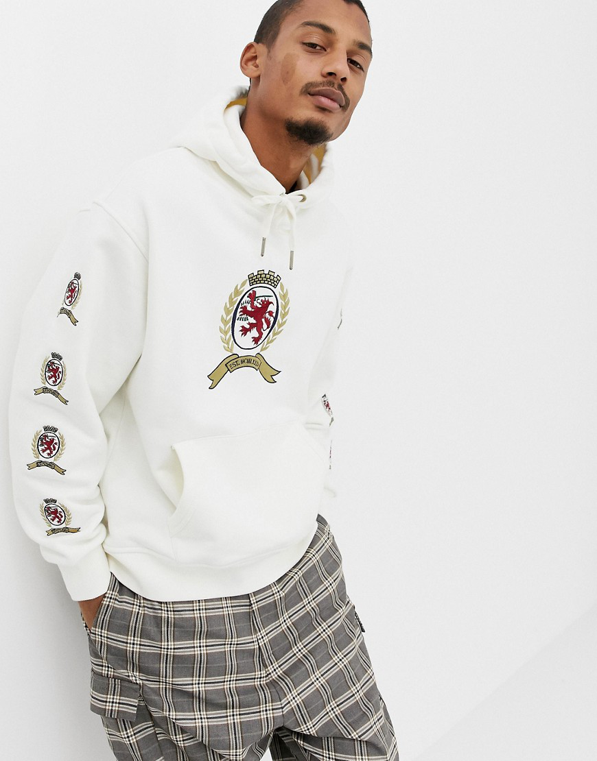 tommy jeans plaid crest logo hoodie