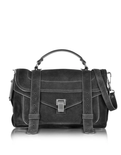 Shop Proenza Schouler Ps1 Medium Black Suede Satchel Bag