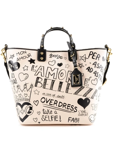 Shop Dolce & Gabbana Printed Shopper Bag In Murales Fdo.panna