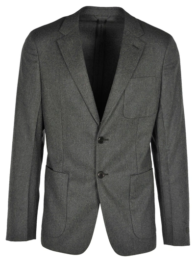 Shop Prada Jacket Badge Lining In Grey