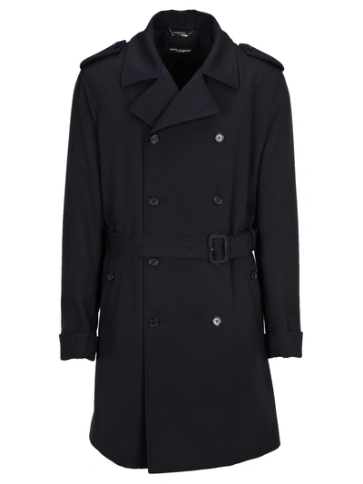 Shop Dolce & Gabbana Trench Coat In Navy