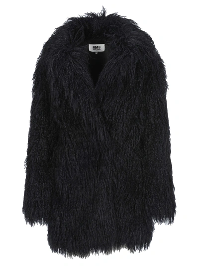 Shop Mm6 Maison Margiela Mm6 Coat Faux Fur In Black