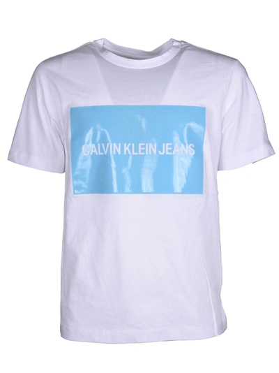 Shop Calvin Klein Jeans Est.1978 Vinyl Box Logo Tee In Bright White