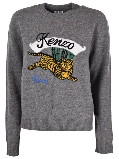 Shop Kenzo Embroidered Sweatshirt In Tourterelle