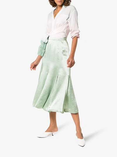 Shop Sies Marjan Holly High Waisted Satin Midi Skirt In Green