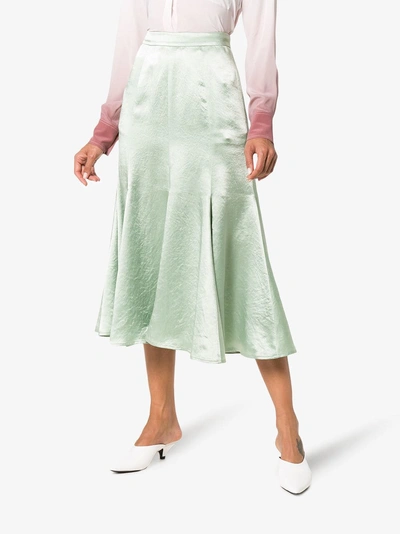 Shop Sies Marjan Holly High Waisted Satin Midi Skirt In Green