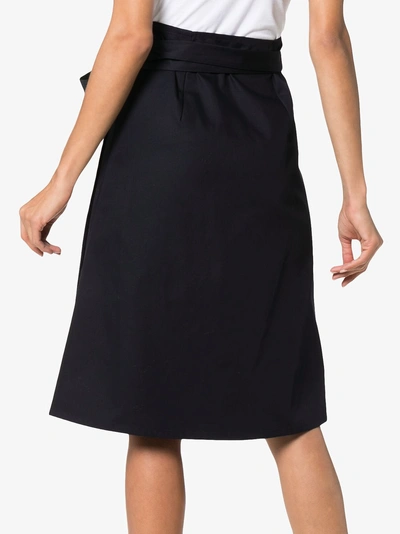 Shop A_plan_application High-waisted Wrap Midi Skirt In Blue