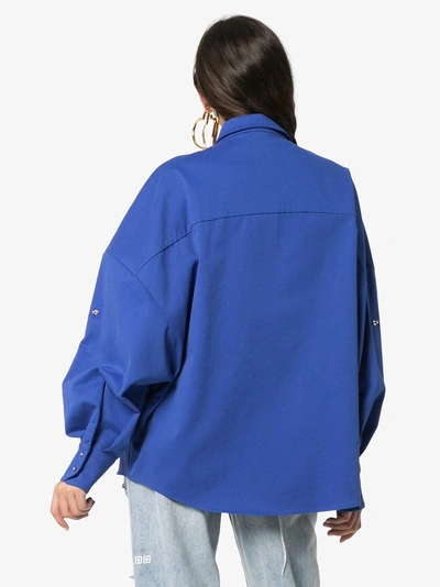 Shop Esteban Cortazar Oversized Boxy Fit Shirt In Blue