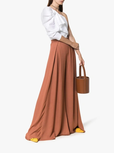 Shop Jacquemus High-waist Wide Leg Trousers In Brown