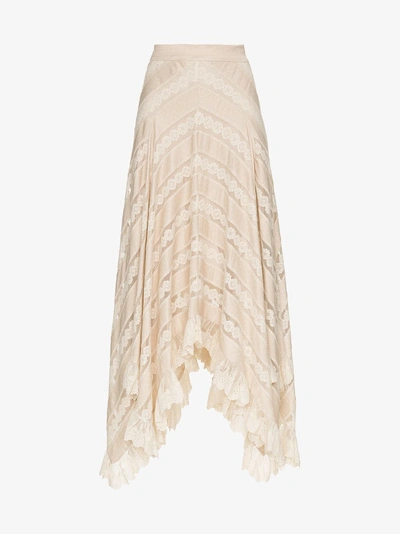 Shop Zimmermann Unbridled Chevron Panel Skirt In Nude/neutrals