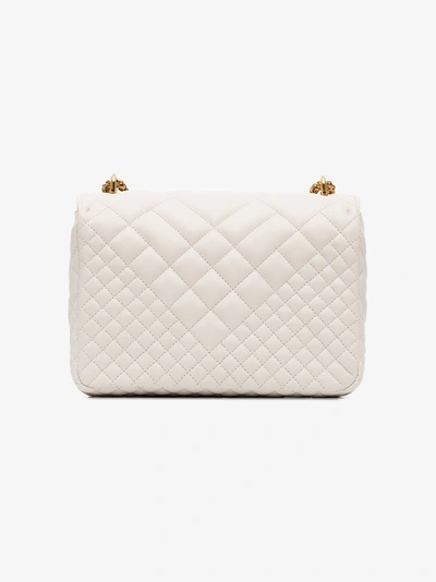 Shop Versace White Quilted Chain Shoulder Bag