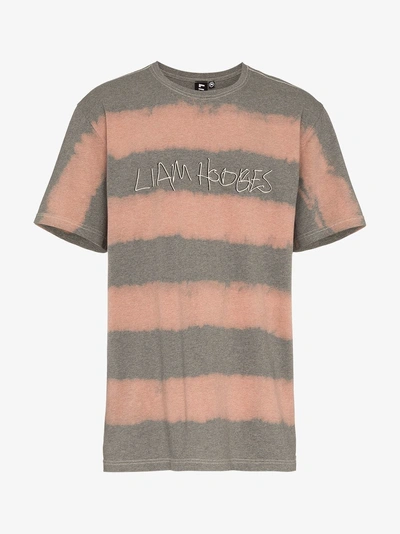 Shop Liam Hodges Logo Printed And Bleached Cotton T-shirt In Grey
