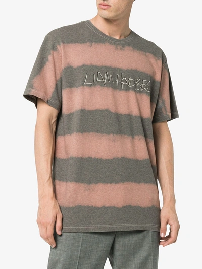 Shop Liam Hodges Logo Printed And Bleached Cotton T-shirt In Grey