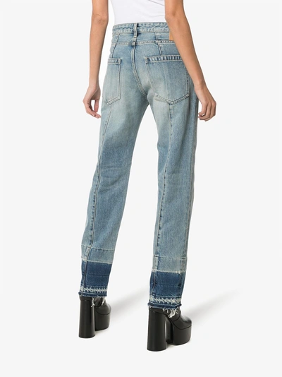 Shop Ambush Mid Rise Patchwork Straight Jeans In Blue