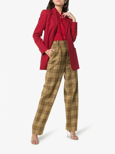 Shop Gucci Checked Wool Trousers In 2797 Brown