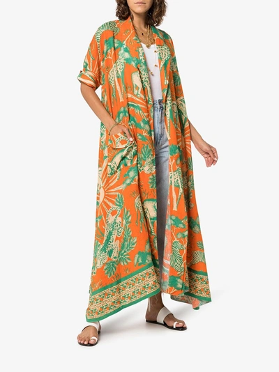 Shop Chufy Desta Linen Robe In Yellow/orange