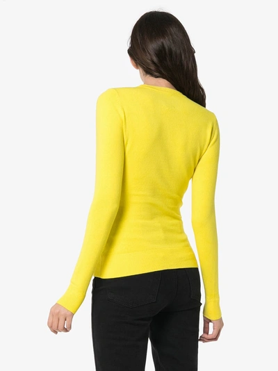 Shop Joostricot Ribbed And Fitted Silk-blend Top In Yellow/orange