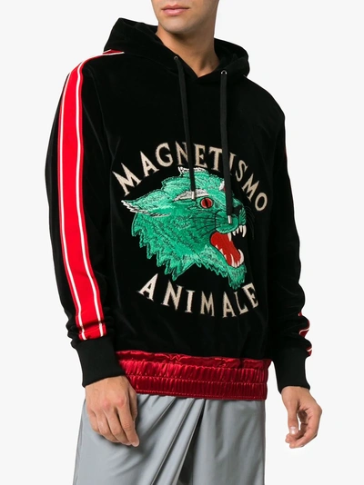 Shop Gucci Magnetismo Animale Chenille Sweatshirt In Black