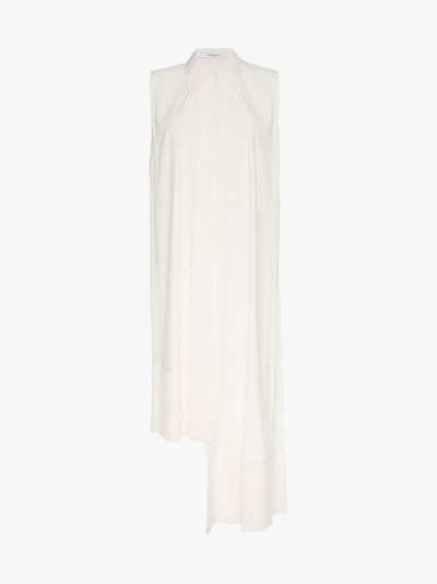 Shop Givenchy Fringe-trimmed Silk-crepe Top In White