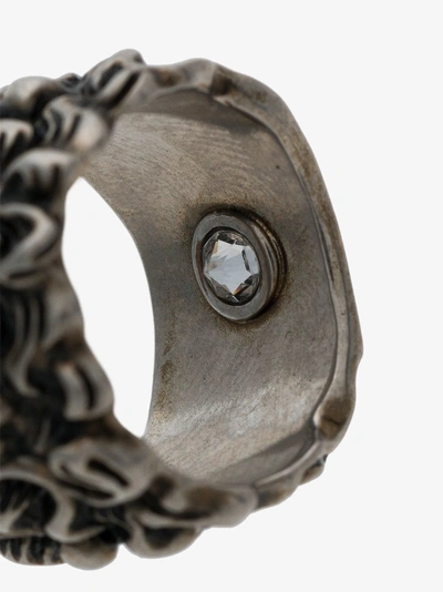 Shop Gucci Lion Head 15mm Ring In Metallic