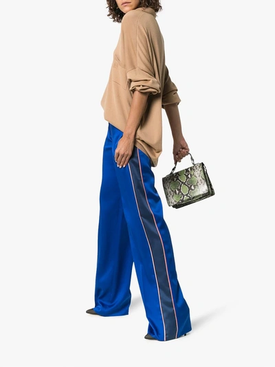 Shop Peter Pilotto Contrast Stripe Straight Leg Trousers In Blue