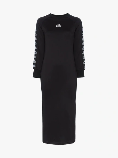 Shop Charm's Side Slit Midi Logo Dress In Black