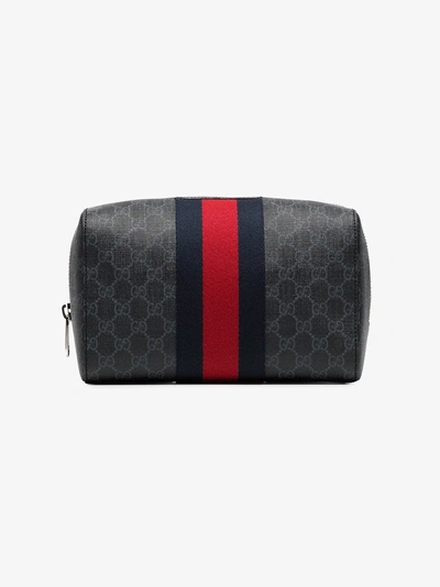 Shop Gucci Gg Supreme Wash Bag In Grey