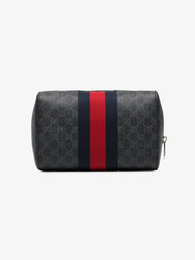 Shop Gucci Gg Supreme Wash Bag In Grey