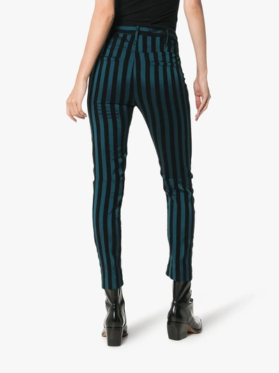 Shop Ann Demeulemeester Striped Cotton Blend Trousers In Black
