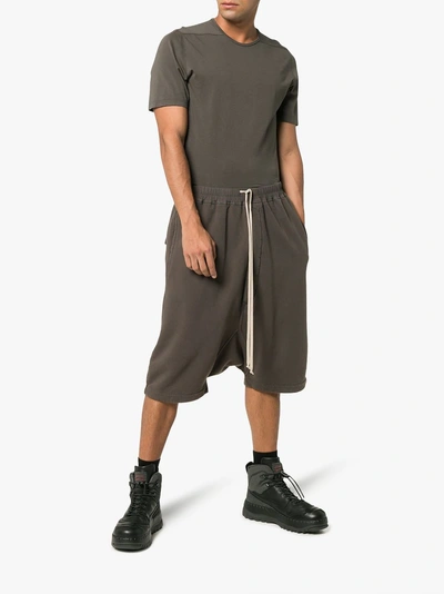 Shop Rick Owens Drkshdw Grey Drop-crotch Cropped Cotton Shorts