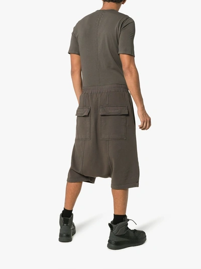 Shop Rick Owens Drkshdw Grey Drop-crotch Cropped Cotton Shorts