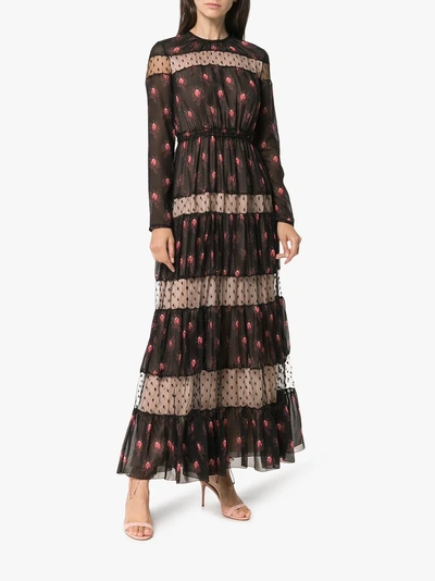 Shop Giambattista Valli Long Sleeve Pattern Maxi Dress In Black