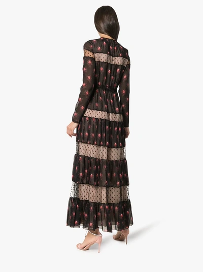 Shop Giambattista Valli Long Sleeve Pattern Maxi Dress In Black