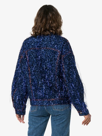 Shop Ashish Tinsel Embellished Denim Jacket In Blue