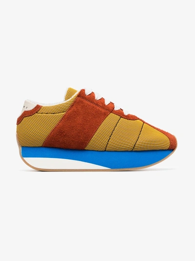 Shop Marni Multi Coloured Suede Mesh Sneakers In Multicolour