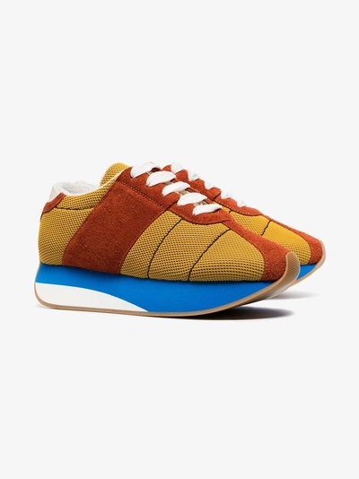 Shop Marni Multi Coloured Suede Mesh Sneakers In Multicolour