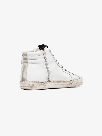 Shop Golden Goose Deluxe Brand Black And White Slide Leopard Lace Leather High-top Sneakers