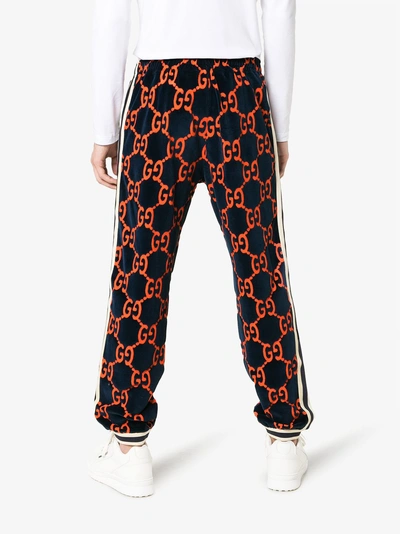 Shop Gucci Gg Chenille Jogging Pants In Blue