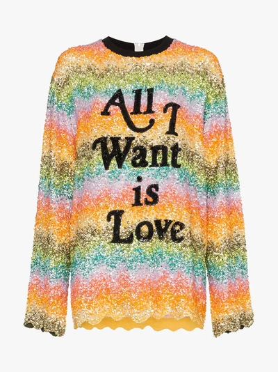 Shop Ashish 'all I Want Is Love' Sweatshirt Mit Pailletten In Multicolour